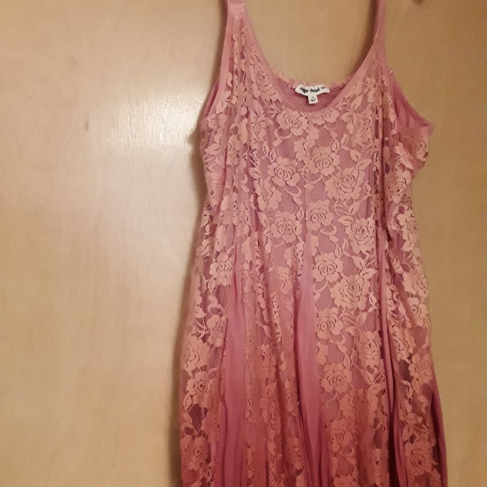 Pink lace flowy boho maci dress Xl New